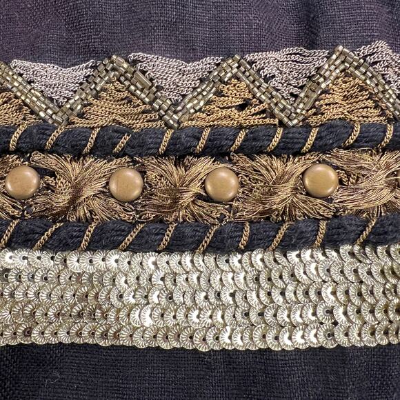 Worth New York Black Custom Maximalist Mixed Metals Beaded Artistry Skirt Size 2 - Picture 8 of 16